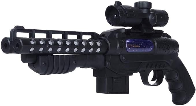 Double Barrel Electric Gun Toy With Laser Lights And Music