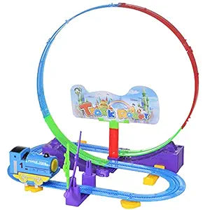 360° Rotational Stunt Track Racer Set - 32-Piece Multicolor Roller Coaster