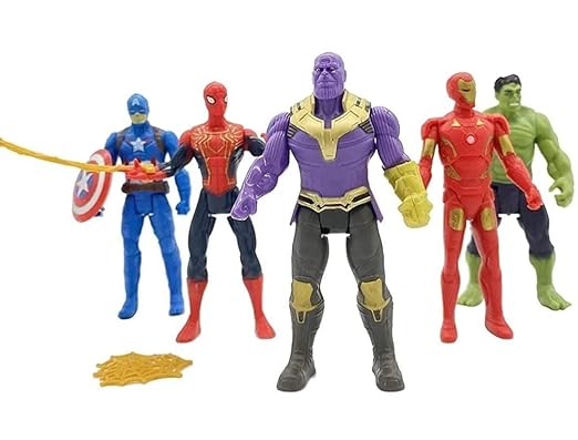 Action Figure Play Set : Captain America, Hulk, Spider Man, Iron Man and Thanos