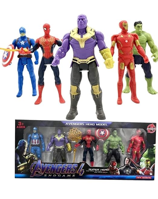 Action Figure Play Set : Captain America, Hulk, Spider Man, Iron Man and Thanos