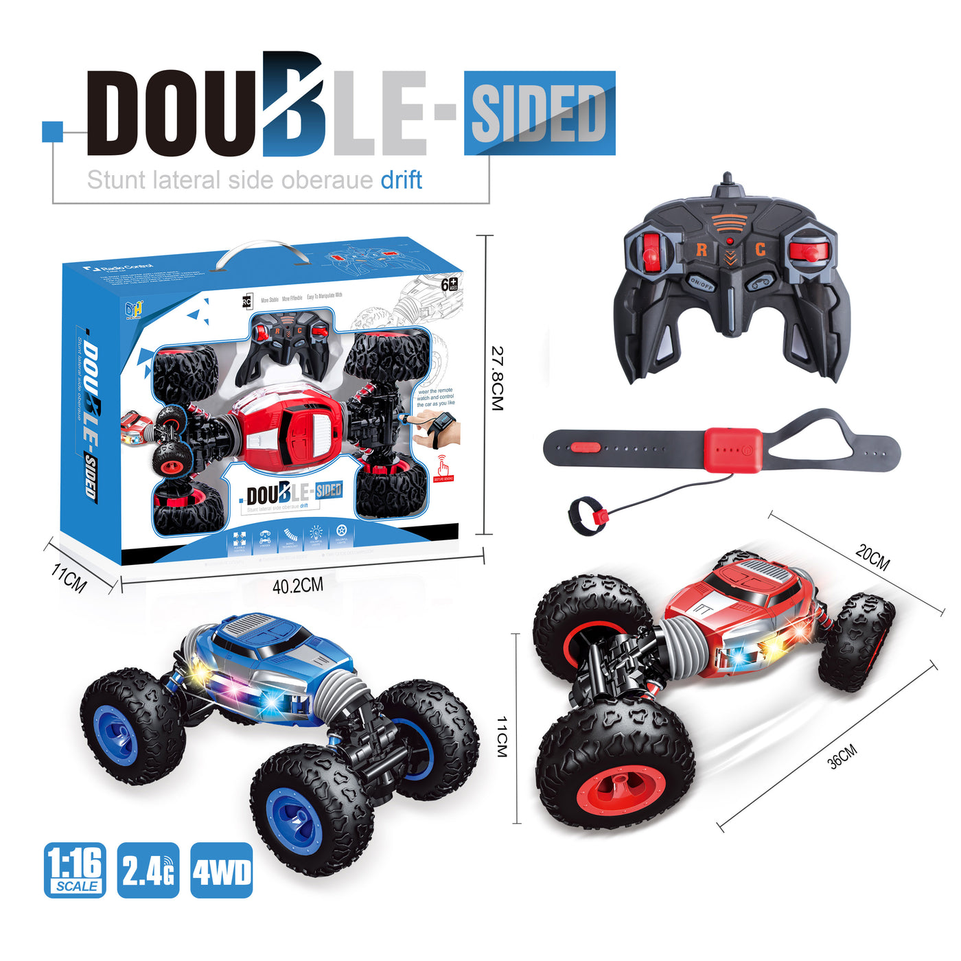 Four-Wheel Drive Dual-Sided Rotating Remote-Controlled Toy Car