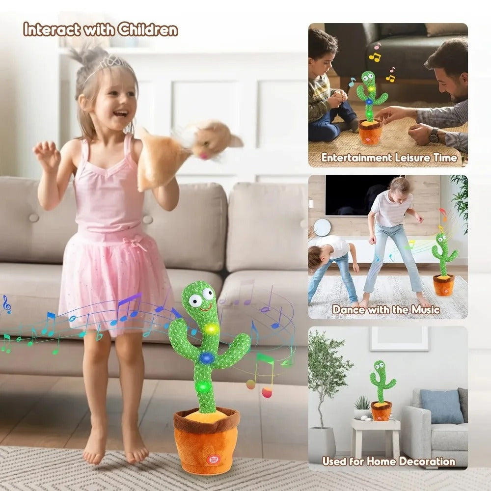 Dancing and Talking Cactus Toy with Music, Recording, and LED Lights