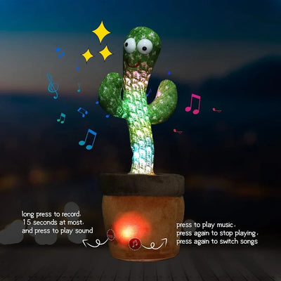 Dancing and Talking Cactus Toy with Music, Recording, and LED Lights